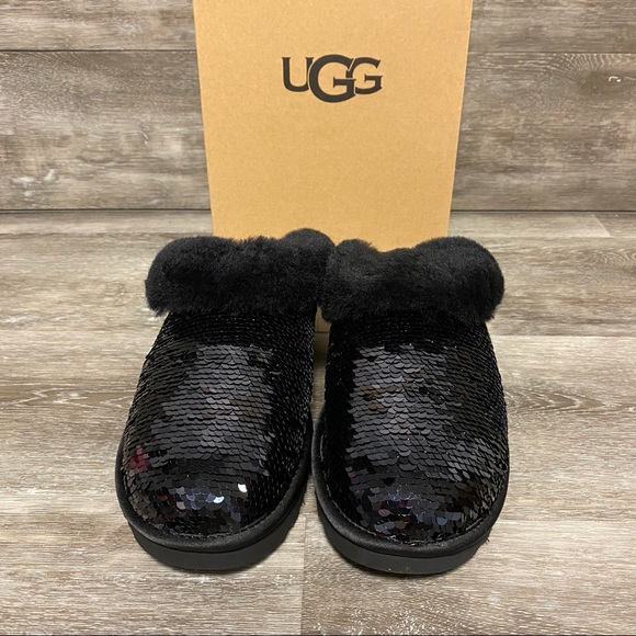 UGG | Cluggette Sequin Slippers Black - Picture 3 of 8